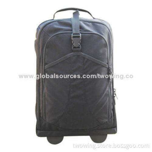 Travel trolley bag with special trolley system, 600D x 600D polyester fabric